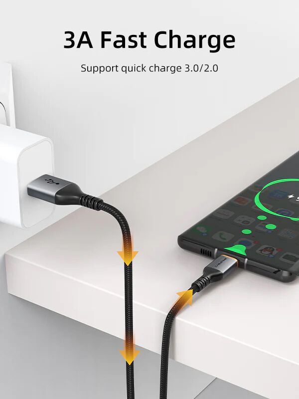 CABLETIME καλώδιο USB σε USB-C CT-AMCM3A, 3A, 1m, μαύρο - Image 2