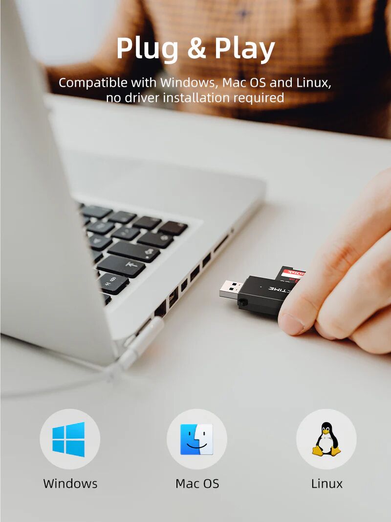 CABLETIME card reader CT-ASD3-PB για SD & micro SD, USB, 5Gbps, μαύρο - Image 4