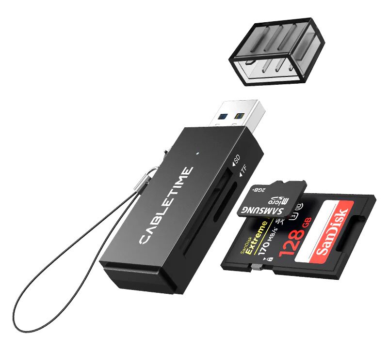 CABLETIME card reader CT-ASD3-PB για SD & micro SD, USB, 5Gbps, μαύρο - Image 8