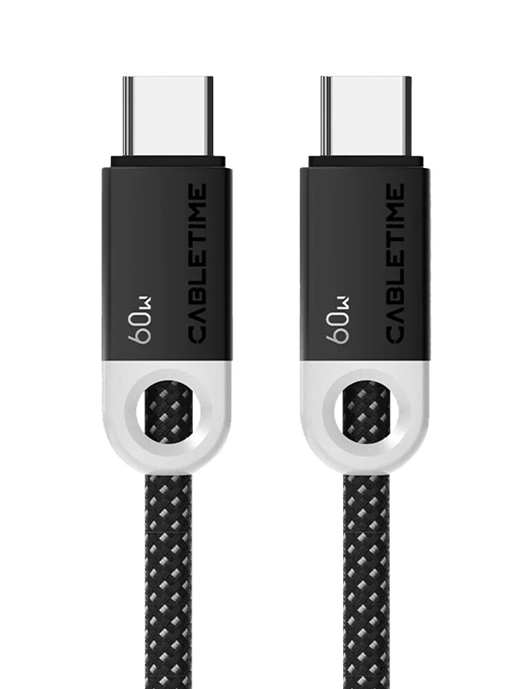 CABLETIME καλώδιο USB-C CT-CM60-PBW, 60W PD, 480Mbps, 1m, μαύρο