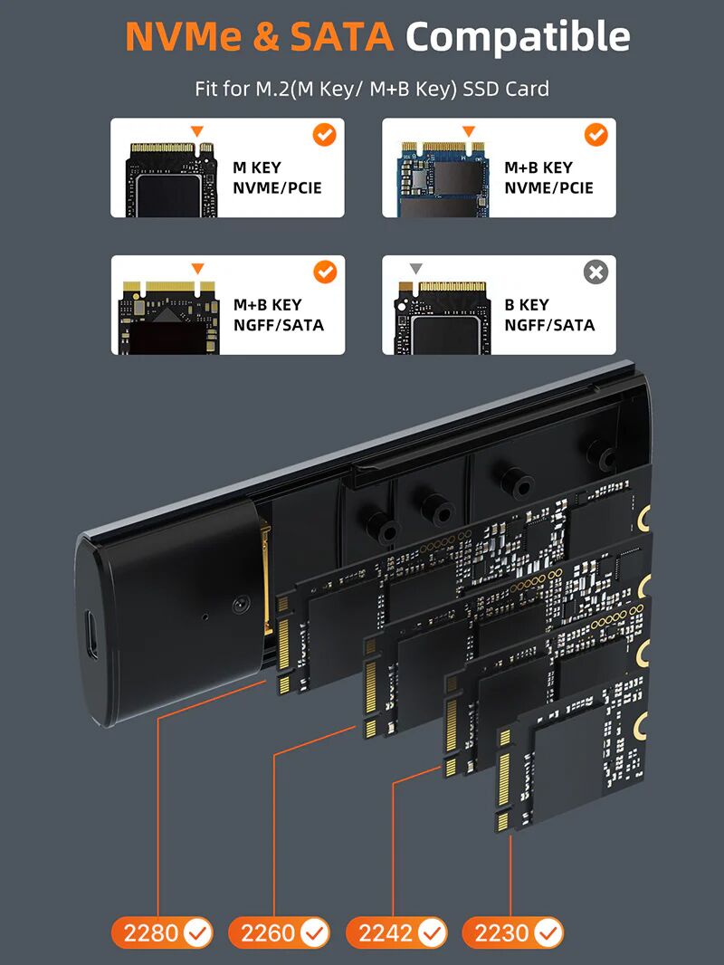CABLETIME θήκη για M.2 NVMe/SATA SSD CT-SSD03-AG tool free, 10Gbps, γκρι - Image 5