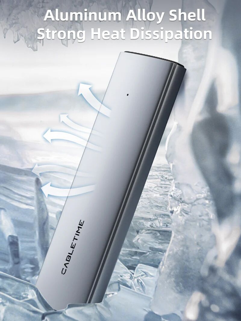 CABLETIME θήκη για M.2 NVMe/SATA SSD CT-SSD03-AG tool free, 10Gbps, γκρι - Image 6