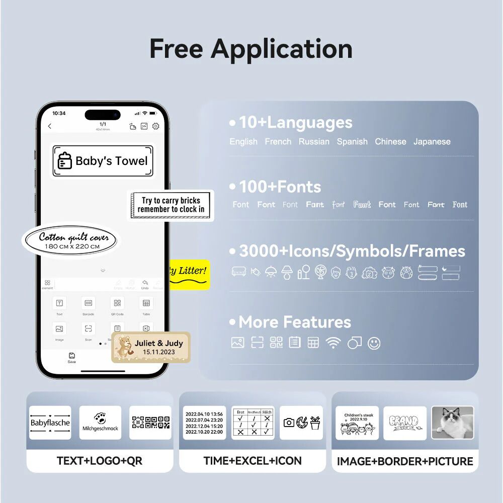 NIIMBOT smart θερμικός εκτυπωτής ετικετών D11-H, 300dpi, Bluetooth, λευκός - Image 4