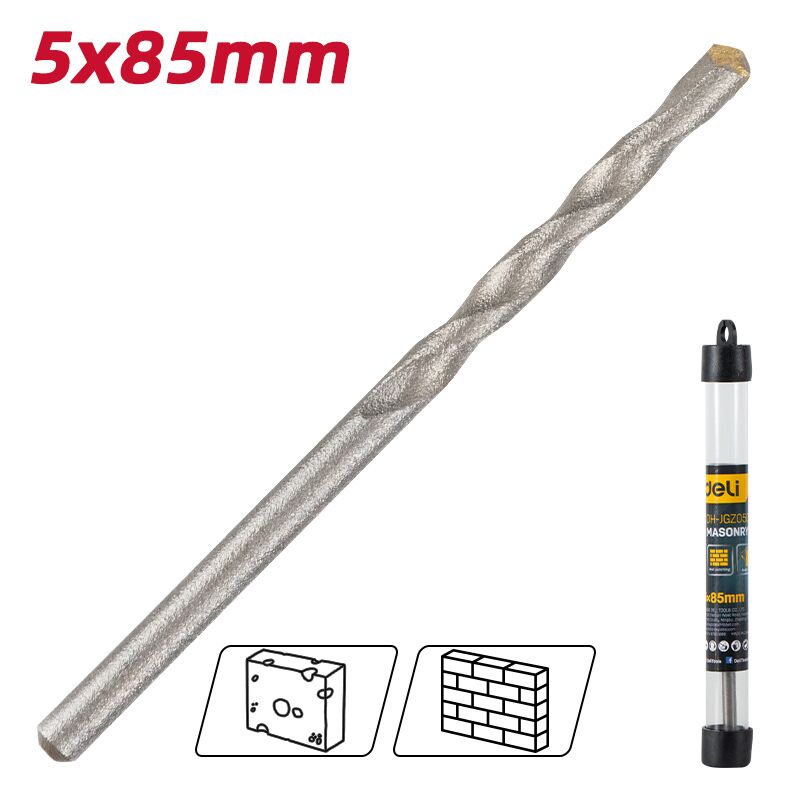 DELI τρυπάνι DH-JGZ050-E1 για τοίχο, 40Cr YG6, 5x85mm, κυλινδρικό - Image 2