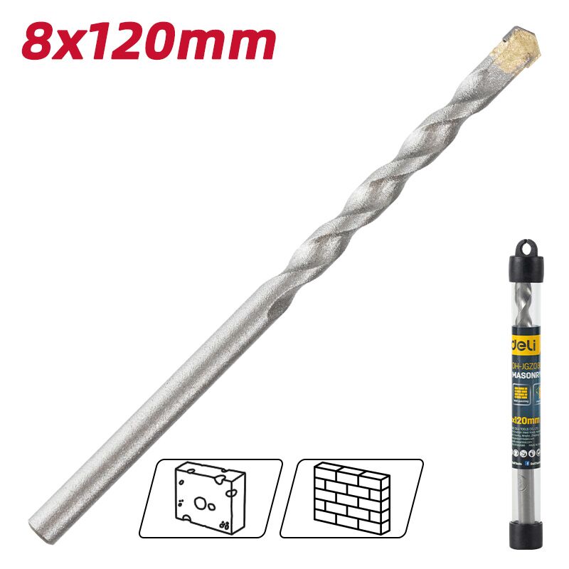 DELI τρυπάνι DH-JGZ080-E1 για τοίχο, 40Cr YG6, 8x120mm, κυλινδρικό - Image 2