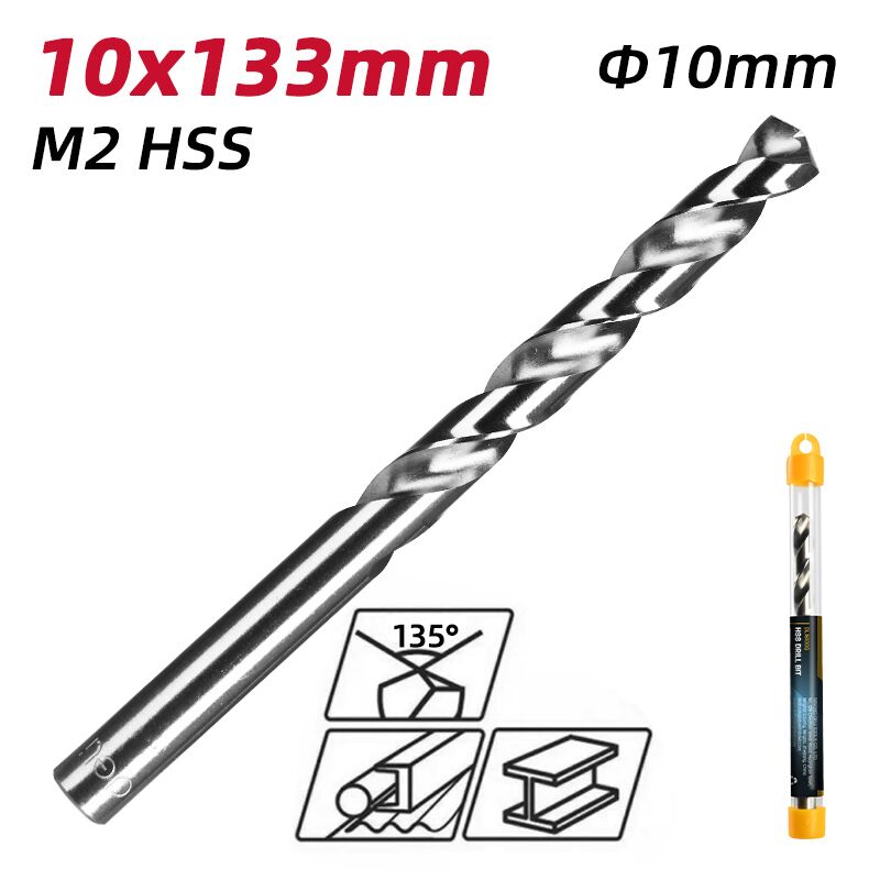 DELI τρυπάνι DL16100G για μέταλλο, M2 HSS, 10x133mm, κυλινδρικό - Image 2