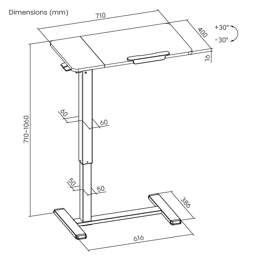 BRATECK γραφείο FMT02-03 με ρυθμιζόμενο ύψος & κλίση, 710x400x710~1060mm, λευκό - Image 7