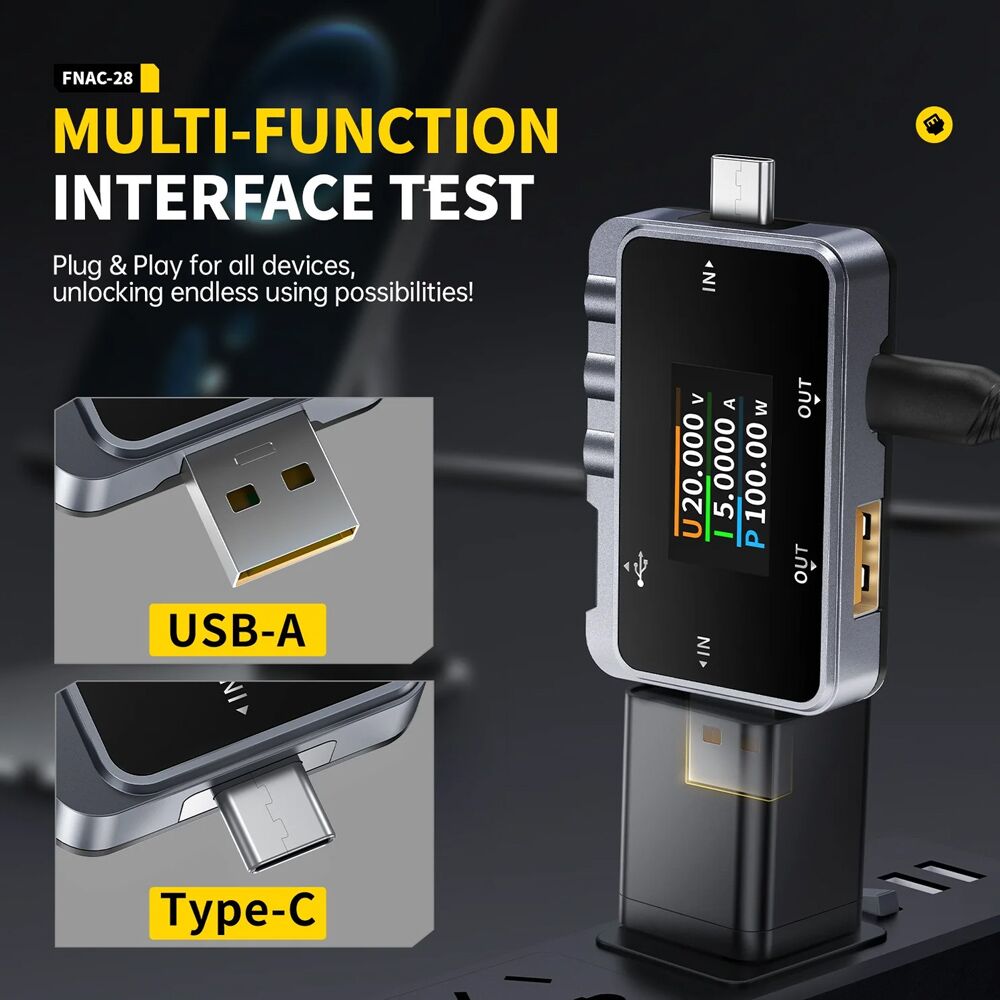 FNIRSI USB tester φόρτισης FNAC-28, USB & USB-C - Image 2