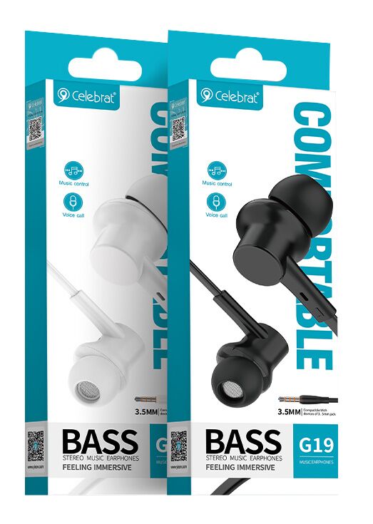 CELEBRAT earphones με μικρόφωνο G19, 3.5mm σύνδεση, Φ10mm, 1.2m, μαύρα - Image 6