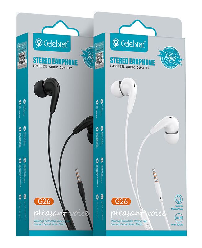 CELEBRAT earphones με μικρόφωνο G26, 3.5mm σύνδεση, Φ10mm, 1.2m, μαύρα - Image 4