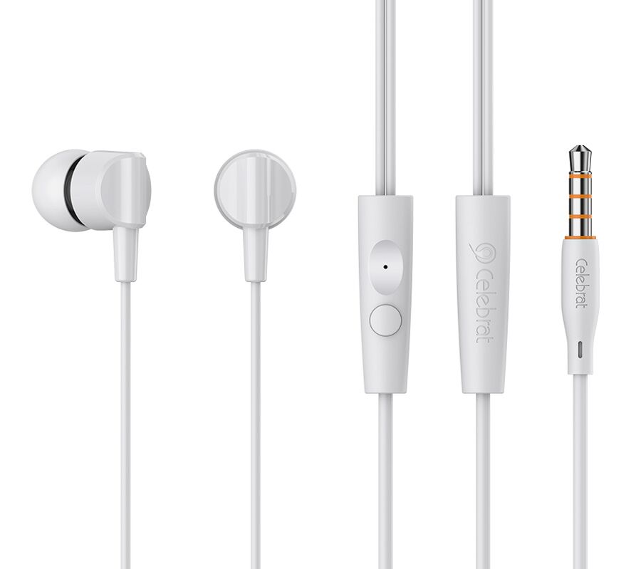 CELEBRAT earphones με μικρόφωνο G35, 3.5mm σύνδεση, 10mm, 1.2m, λευκά