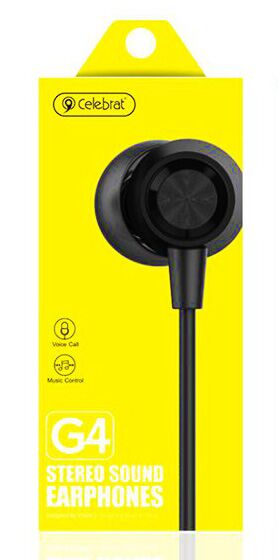 CELEBRAT earphones με μικρόφωνο G4, 3.5mm σύνδεση, Φ10mm, 1.2m, μαύρο - Image 2