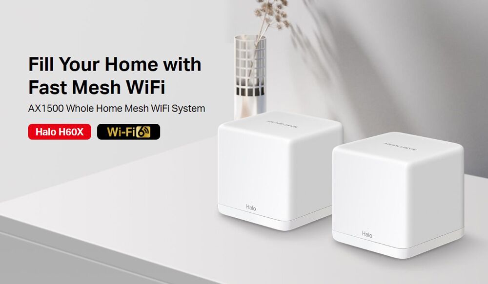 MERCUSYS Mesh WiFi 6 System Halo H60X, 1500Mbps Dual Band, 2τμχ, V.1.0 - Image 2