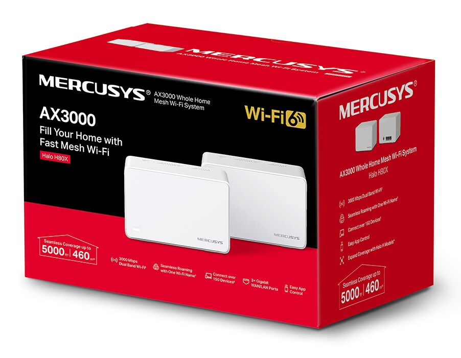 MERCUSYS Mesh Wi-Fi 6 System Halo H80X, 3Gbps Dual Band, 2τμχ, Ver. 1.0 - Image 3