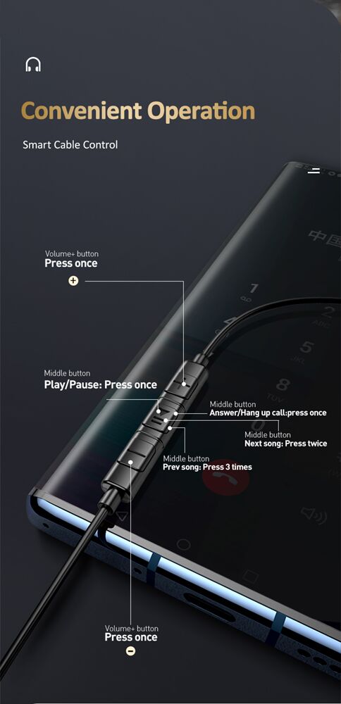 USAMS earphones με μικρόφωνο US-SJ482, USB-C, Φ10mm, 1.2m, πράσινα - Image 5