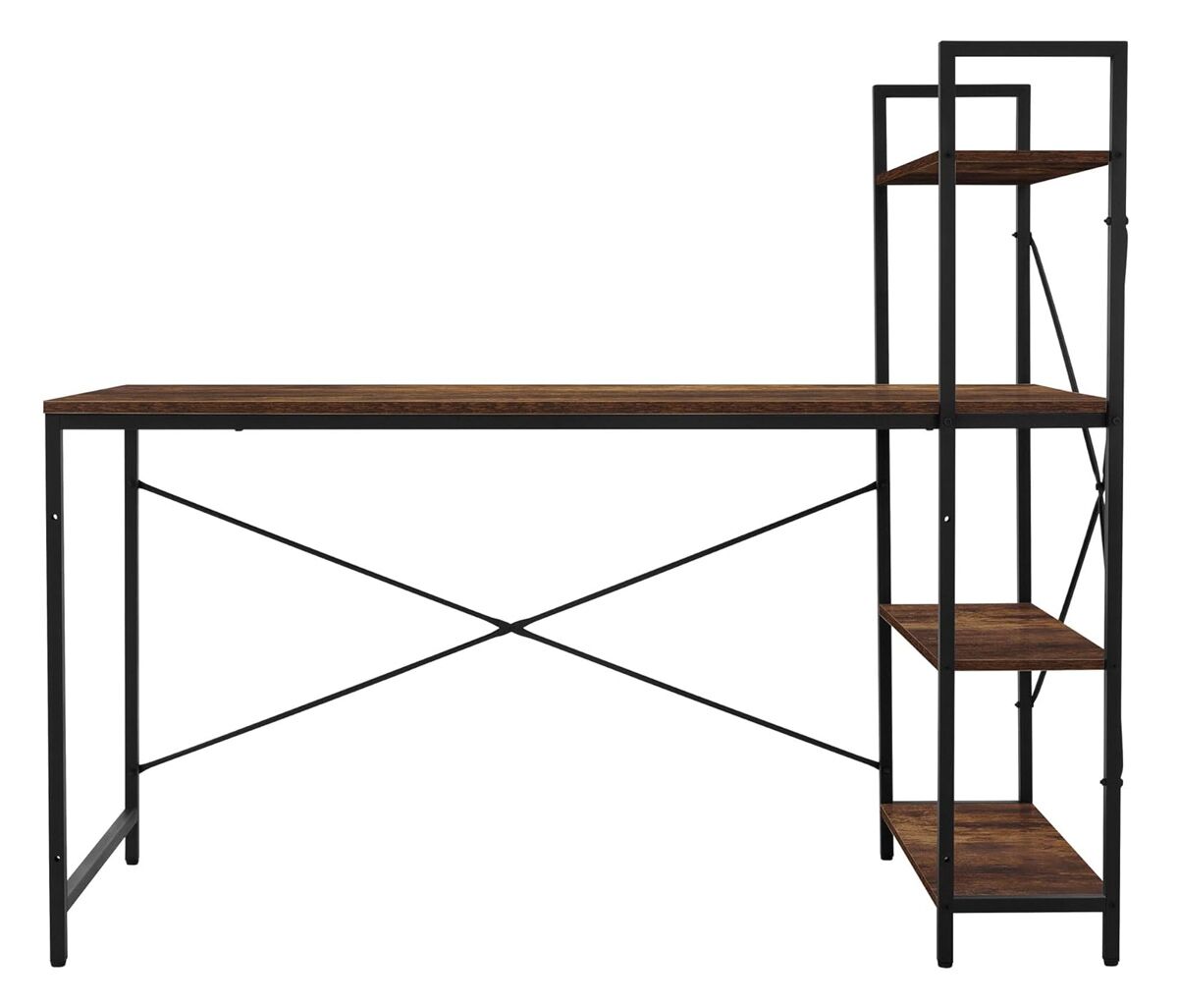 HOME USE γραφείο HUH-0249 με ραφιέρα, 120x60x122cm, καφέ/μαύρο - Image 5