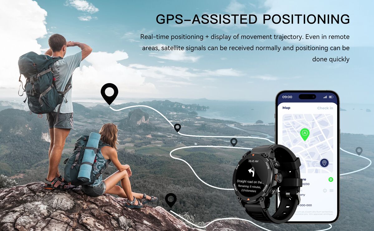 INTIME smartwatch G6 με 2x λουράκια, heart rate, 1.43" AMOLED, GPS, 5ATM/IP69, titanium black - Image 4