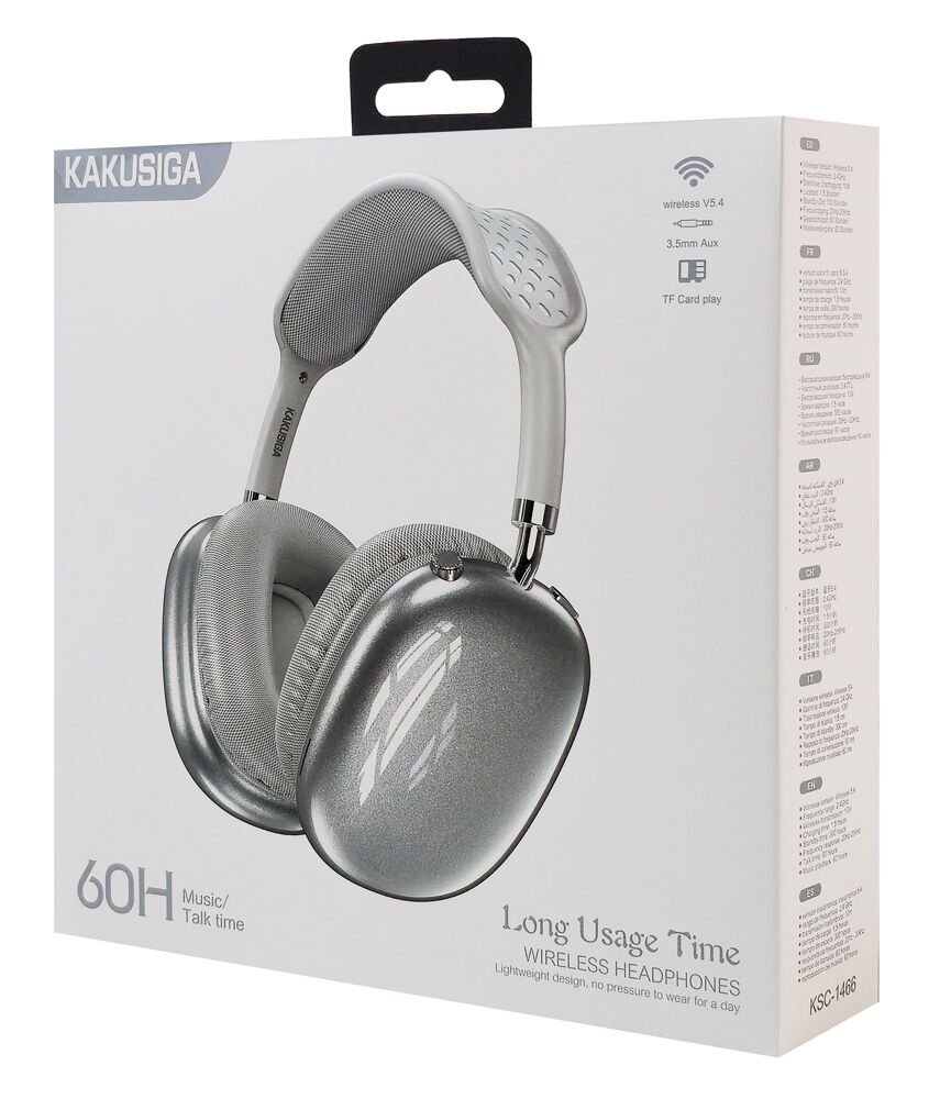 KAKUSIGA headphones KSC-1466, ασύρματα & ενσύρματα, micro SD, 40mm, 400mAh, ασημί - Image 4