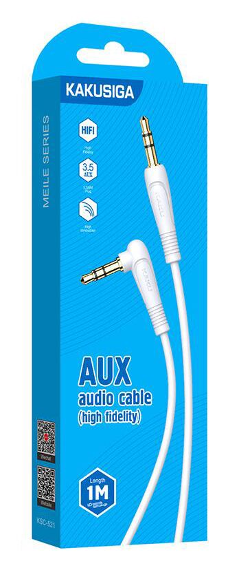 KAKUSIGA καλώδιο ήχου 3.5mm KSC-521, AUX, 90°, HiFi 1m, λευκό - Image 3