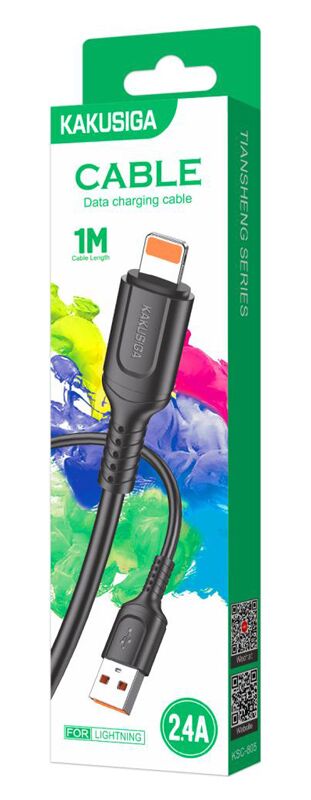 KAKUSIGA καλώδιο Lightning σε USB KSC-805, 2.4A, 480Mbps, 1m, μαύρο - Image 4