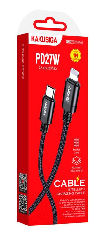 KAKUSIGA καλώδιο Lightning σε USB-C KSC-970, 27W, 480Mbps, 1m, μαύρο - Image 4
