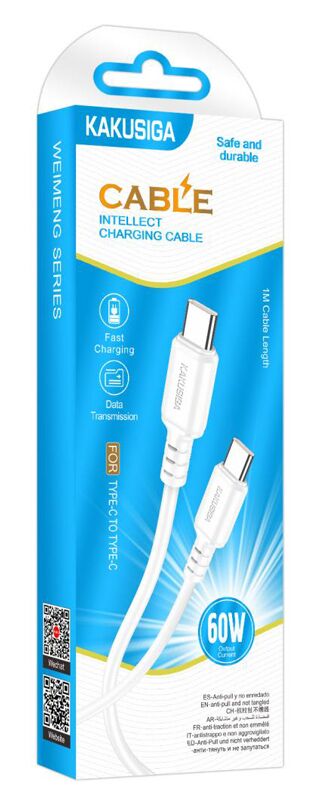 KAKUSIGA καλώδιο USB-C σε USB-C KSC-982, 60W, 480Mbps, 1m, λευκό - Image 3