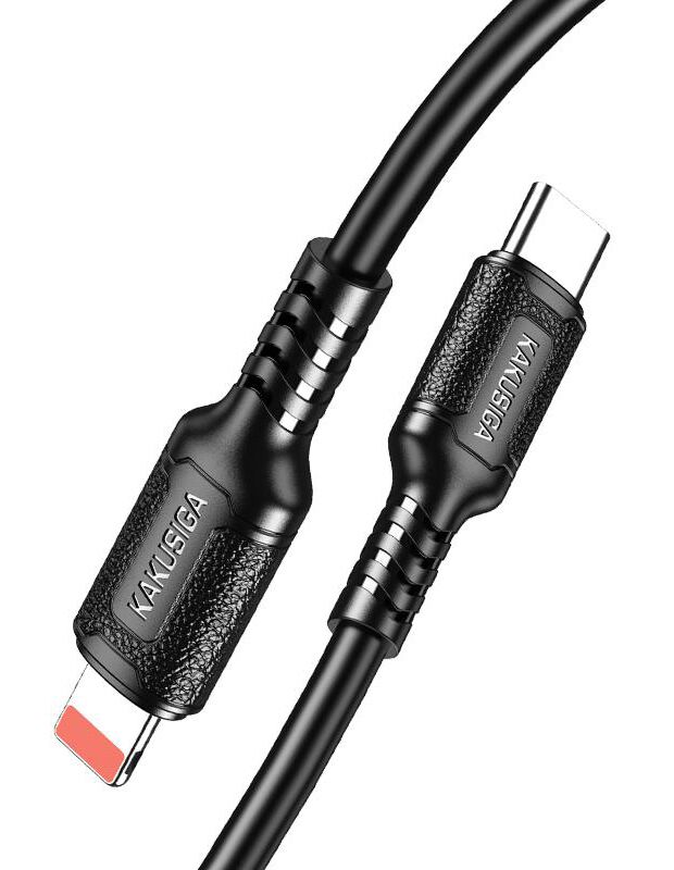 KAKUSIGA καλώδιο Lightning σε USB-C KSC-984, σιλικόνης, 27W, 480Mbps, 1m, μαύρο - Image 3