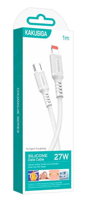 KAKUSIGA καλώδιο Lightning σε USB-C KSC-984, σιλικόνης, 27W, 480Mbps, 1m, λευκό - Image 4