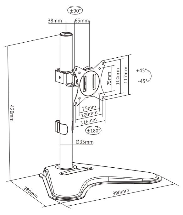 BRATECK βάση γραφείου οθόνης LDT66-T01, 17-32", έως 9kg - Image 5