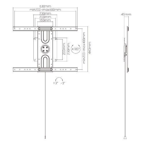 BRATECK επιτοίχια βάση τηλεόρασης LP69-46F , 37-80", έως 50kg - Image 9