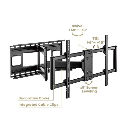 BRATECK επιτοίχια βάση τηλεόρασης LPA77-483, 43-90", 80kg, heavy duty, full motion - Image 5