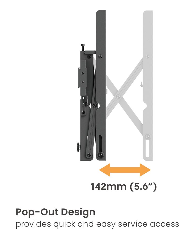 BRATECK επιτοίχια βάση τηλεόρασης LVW02E-48T, 37-70", έως 70kg, Pop-Out - Image 2