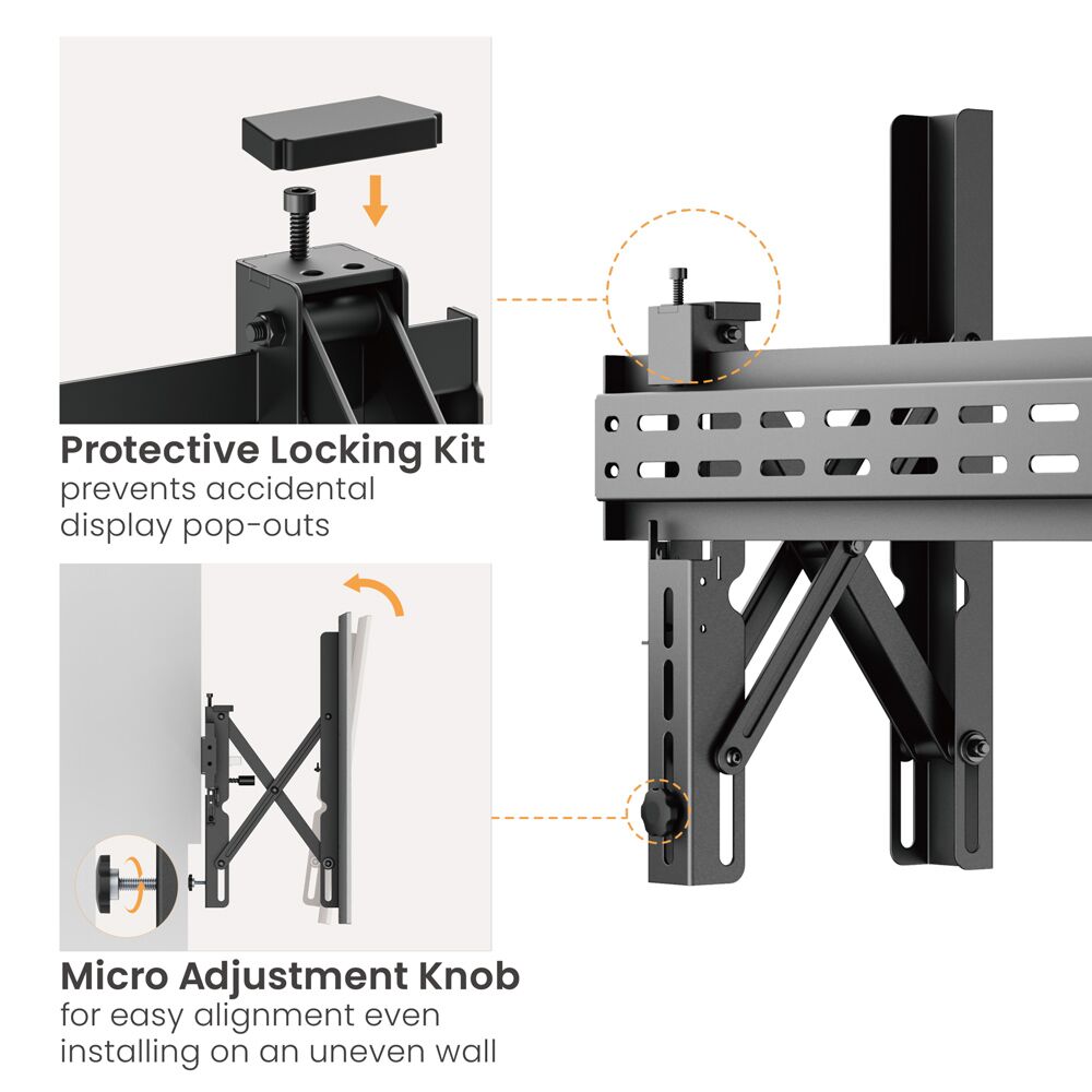 BRATECK επιτοίχια βάση τηλεόρασης LVW02E-48T, 37-70", έως 70kg, Pop-Out - Image 4