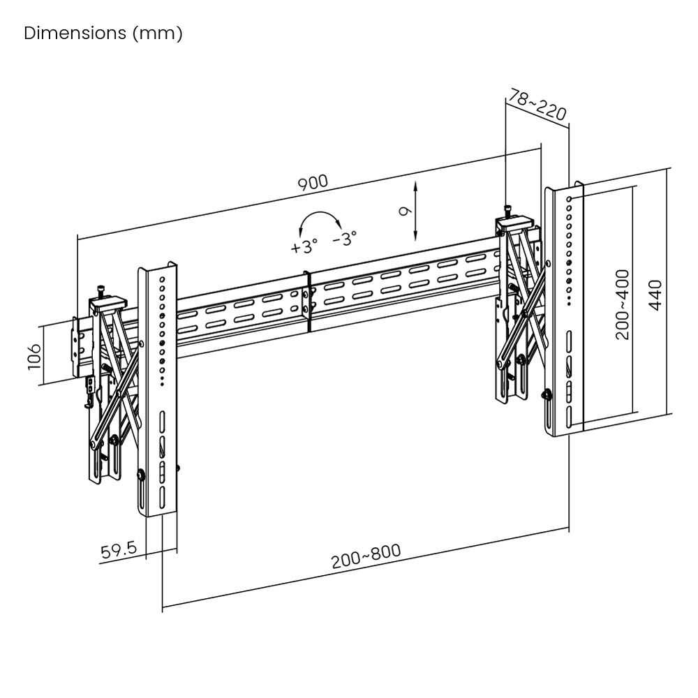 BRATECK επιτοίχια βάση τηλεόρασης LVW02E-48T, 37-70", έως 70kg, Pop-Out - Image 7