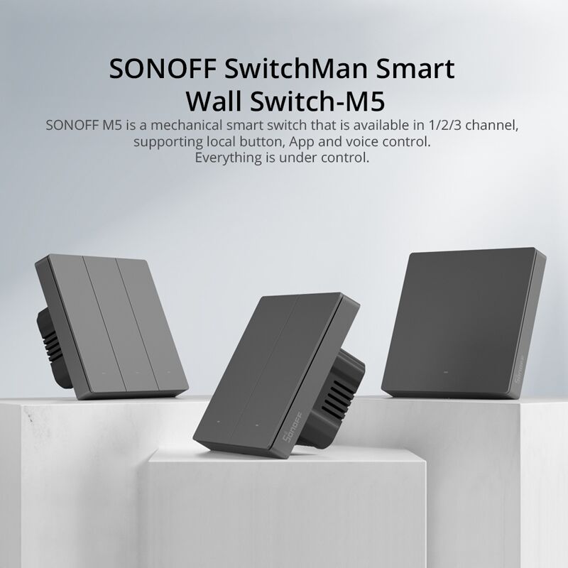 SONOFF smart διακόπτης M5-2C-86, διπλός, WiFi, γκρι - Image 2