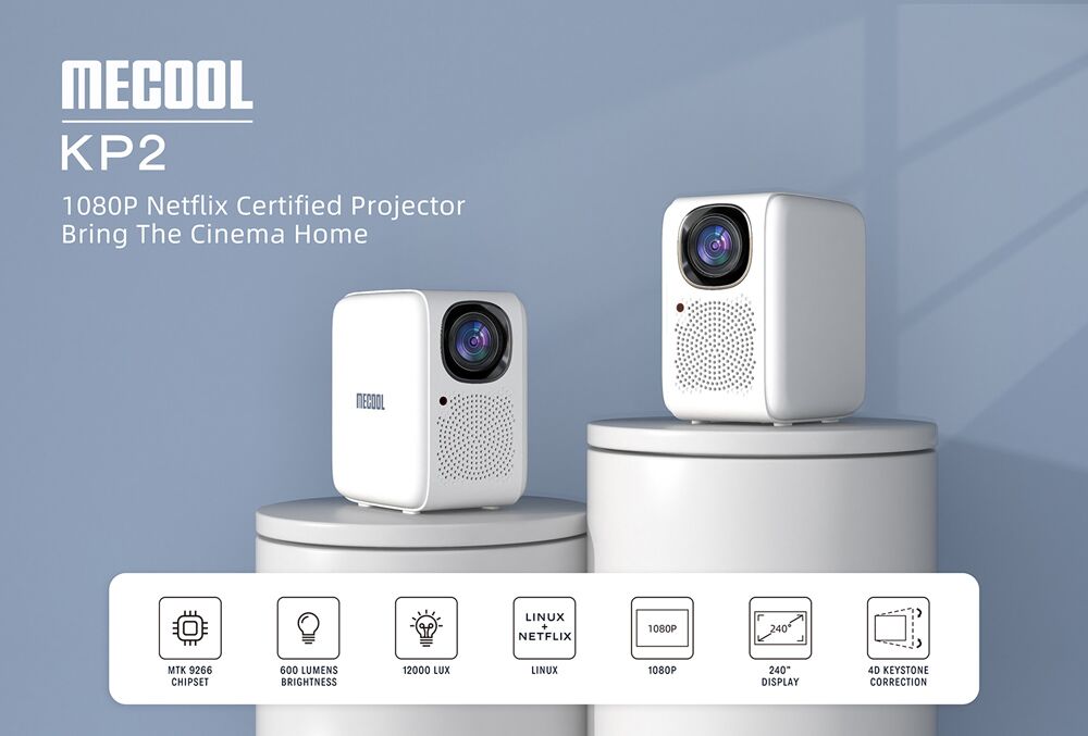 MECOOL smart βιντεοπροβολέας KP2, 1080p FHD, 600 ANSI, Wi-Fi, λευκός - Image 2
