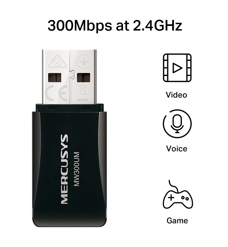MERCUSYS ασύρματος USB αντάπτορας δικτύου MW300UM, 300Mbps, Ver 4.0 - Image 3