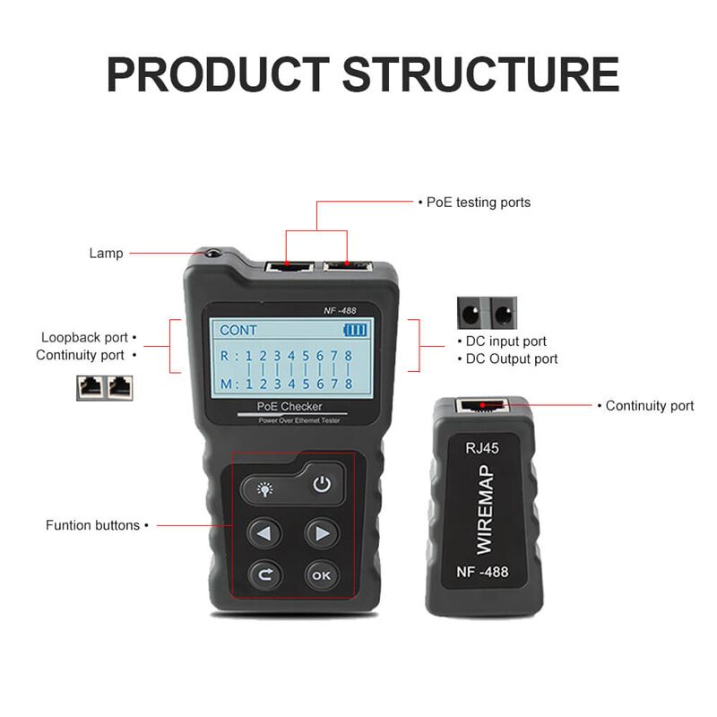 NOYAFA tester καλωδίων δικτύου NF-488 για RJ45 PoE - Image 4