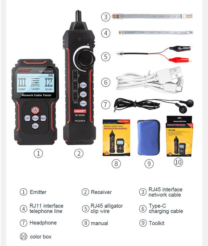 NOYAFA tester καλωδίων δικτύου NF-8209S για RJ45 PoE - Image 8