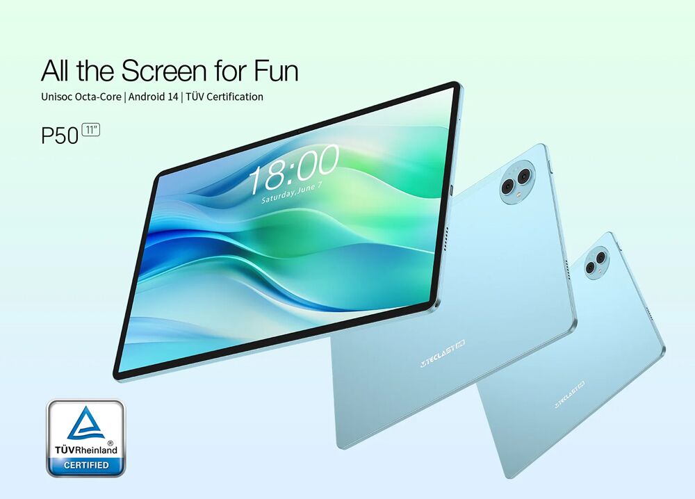 TECLAST tablet P50, 11", 6/128GB, 4G, Android 14, 8000mAh, μπλε - Image 2