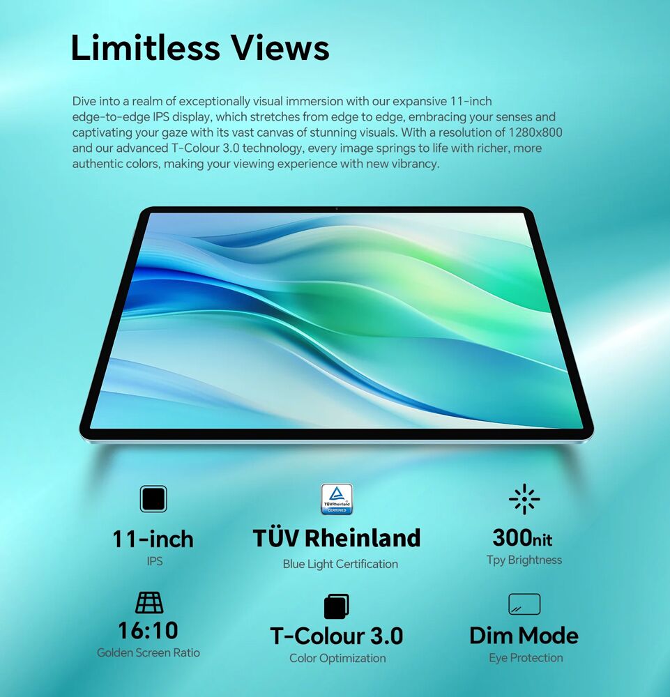 TECLAST tablet P50, 11", 6/128GB, 4G, Android 14, 8000mAh, μπλε - Image 9