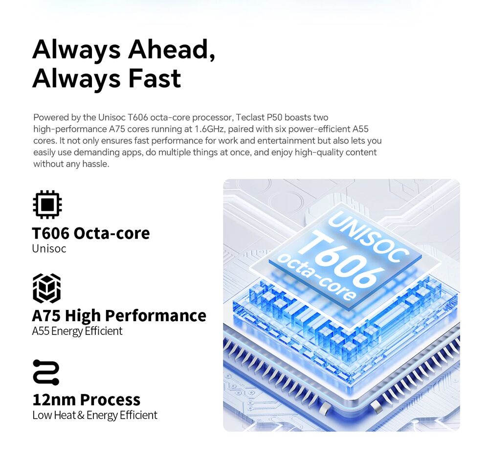 TECLAST tablet P50, 11", 6/128GB, 4G, Android 14, 8000mAh, μπλε - Image 11