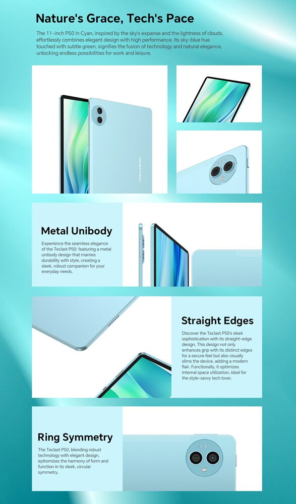 TECLAST tablet P50, 11", 6/128GB, 4G, Android 14, 8000mAh, μπλε - Image 14