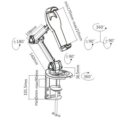 BRATECK βάση γραφείου PAD18-02 για tablet 7-10.4", γκρι - Image 4