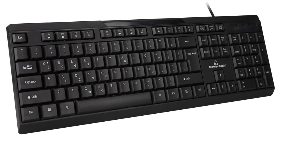 POWERTECH πληκτρολόγιο PT-1069, ενσύρματο, multimedia, EN/GR, μαύρο - Image 2
