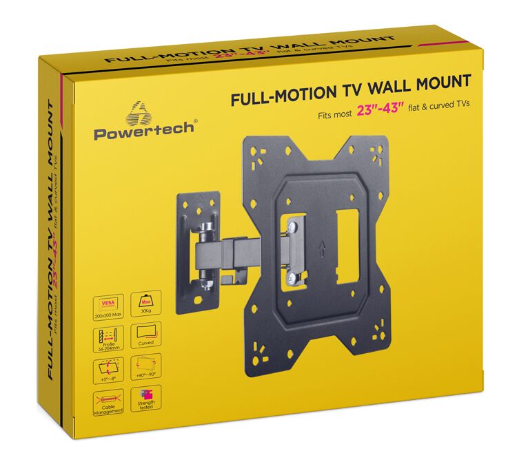 POWERTECH επιτοίχια βάση τηλεόρασης PT-1128, 23-43", έως 30kg, full motion - Image 6