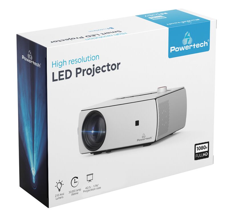 POWERTECH LED βιντεοπροβολέας PT-1158, ηχείο, 1080p, 210 ANSI lm, λευκός - Image 4