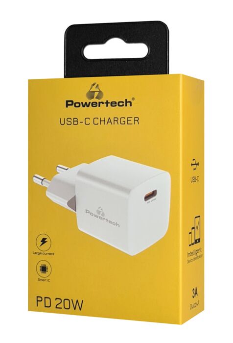 POWERTECH φορτιστής τοίχου PT-1223, USB-C, 20W, λευκός - Image 3