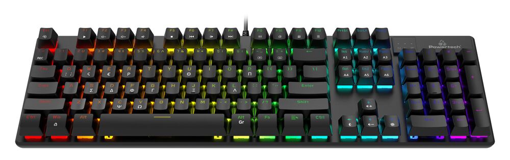 POWERTECH gaming μηχανικό πληκτρολόγιο PT-1254, ενσύρματο, RGB, μαύρο - Image 2