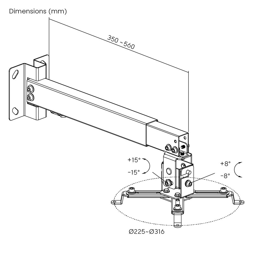 POWERTECH βάση projector οροφής PT-1255, έως 20kg - Image 8